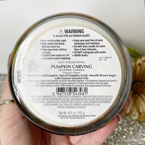 Bath & Body Works Halloween Fall Candle Pumpkin Carving Nwt - Picture 5 of 6